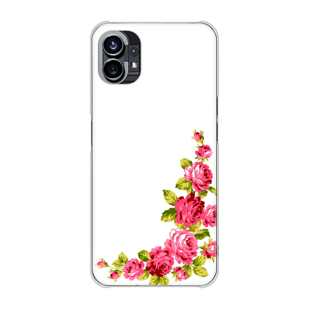 Nothing Phone(1) 高画質仕上げ 背面印刷 ハードケース【VA825 バラのフレーム(白)】