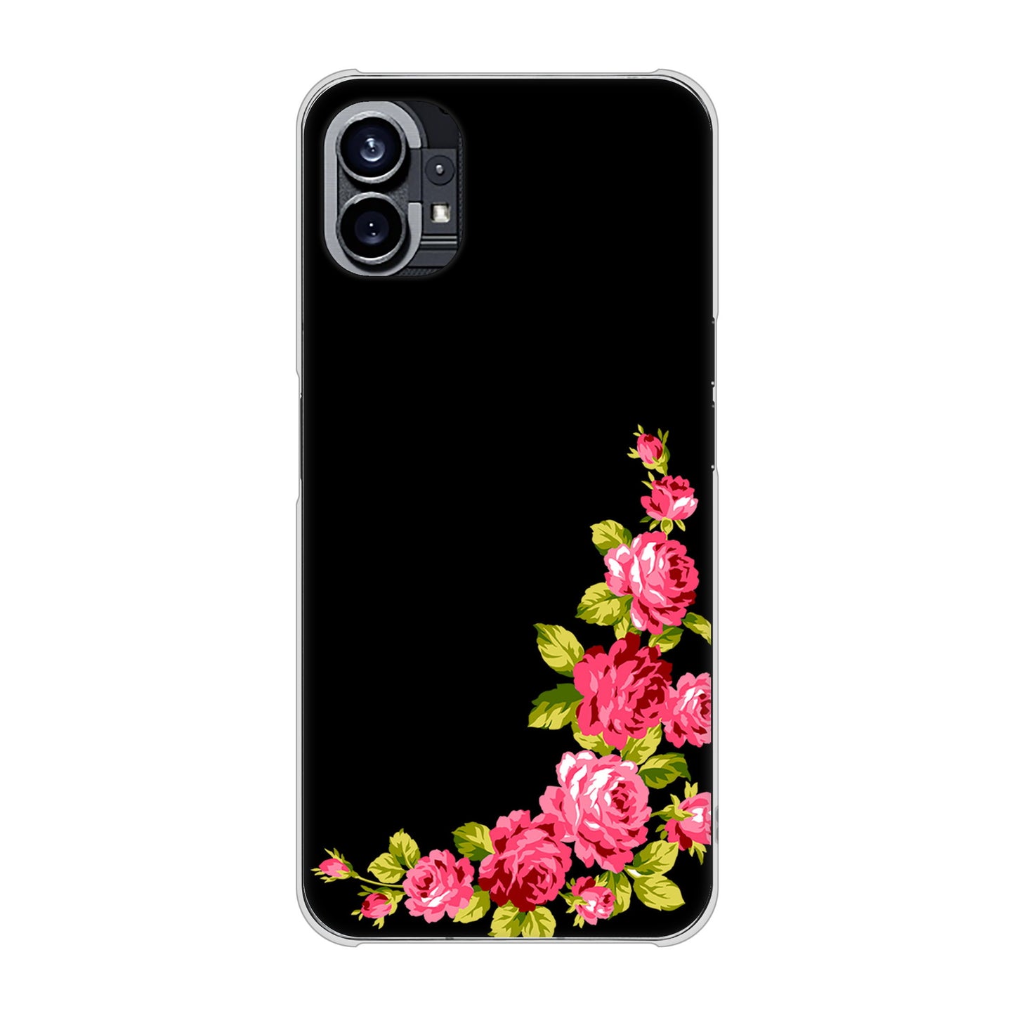 Nothing Phone(1) 高画質仕上げ 背面印刷 ハードケース【VA826 バラのフレーム(黒)】