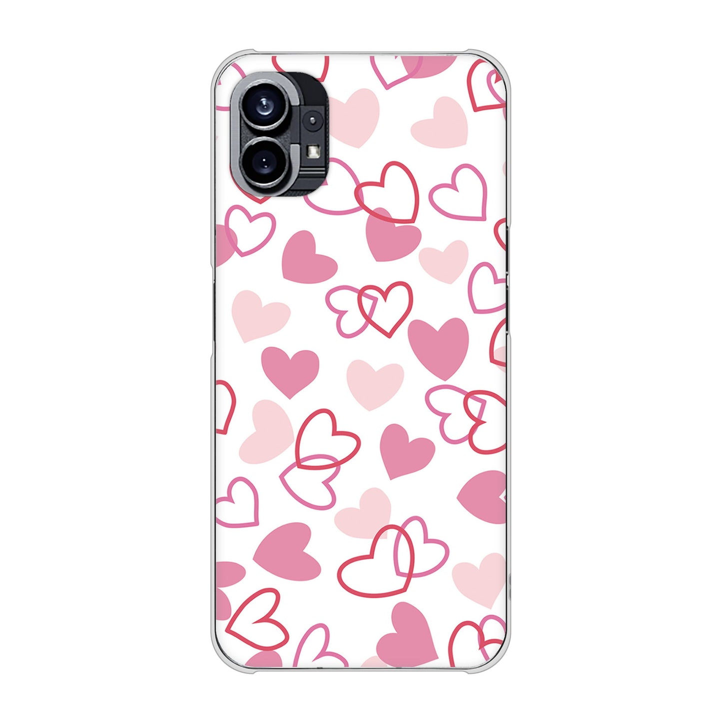 Nothing Phone(1) 高画質仕上げ 背面印刷 ハードケース【VA929 ハートがいっぱい ピンク】