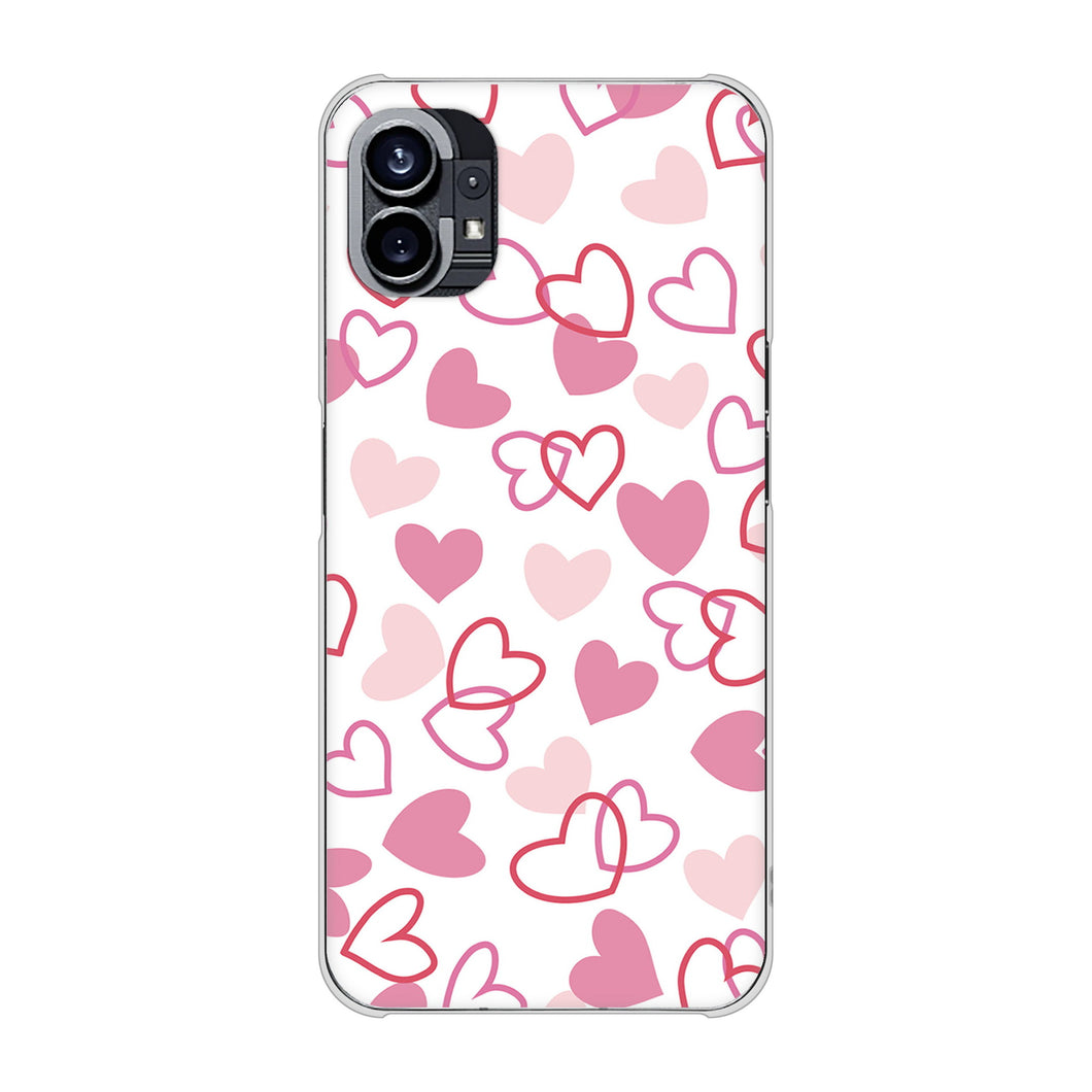 Nothing Phone(1) 高画質仕上げ 背面印刷 ハードケース【VA929 ハートがいっぱい ピンク】