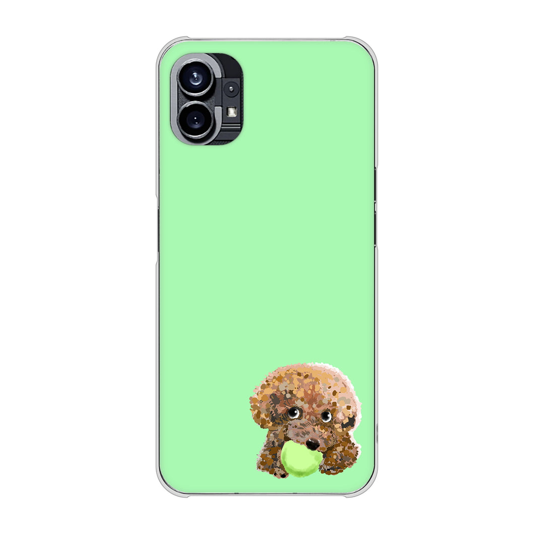 Nothing Phone(1) 高画質仕上げ 背面印刷 ハードケース【YJ055 トイプードル＆ボール（グリーン）】
