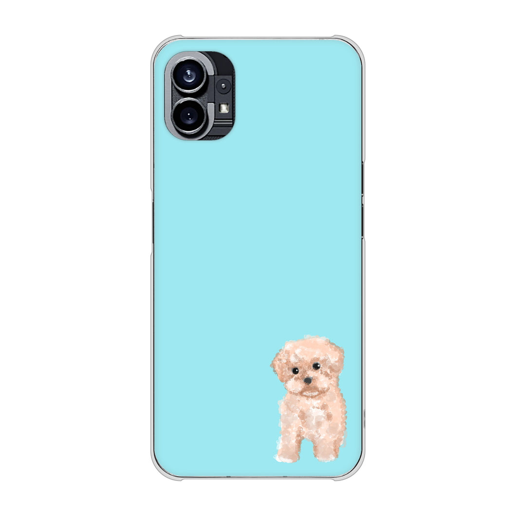Nothing Phone(1) 高画質仕上げ 背面印刷 ハードケース【YJ062 トイプードルアプリコット（ブルー）】