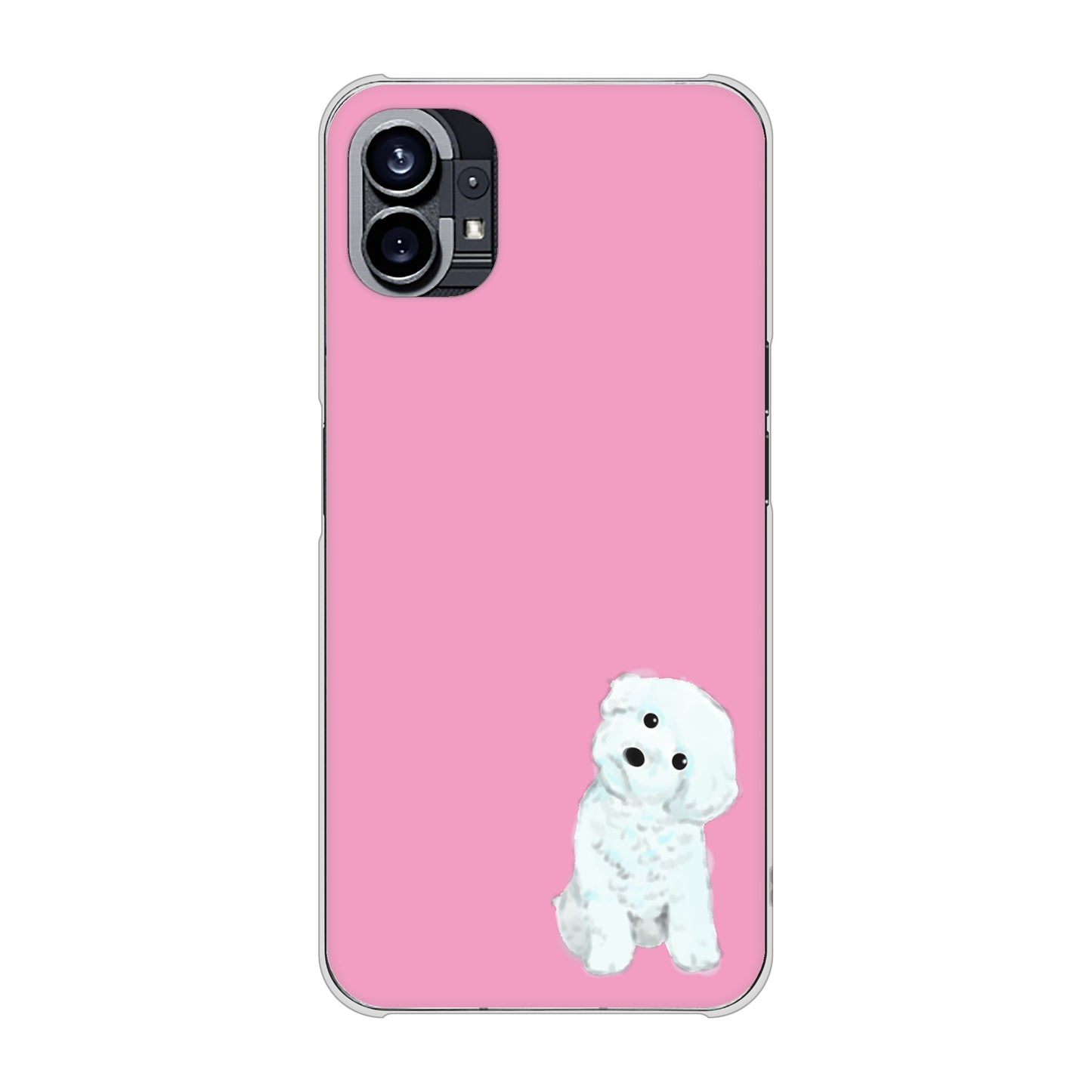 Nothing Phone(1) 高画質仕上げ 背面印刷 ハードケース【YJ069 トイプードルホワイト（ピンク）】