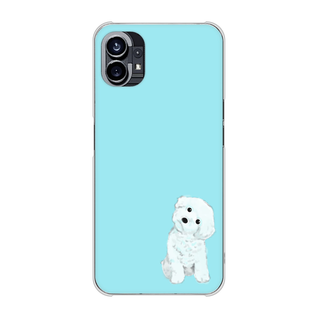 Nothing Phone(1) 高画質仕上げ 背面印刷 ハードケース【YJ070 トイプードルホワイト（ブルー）】