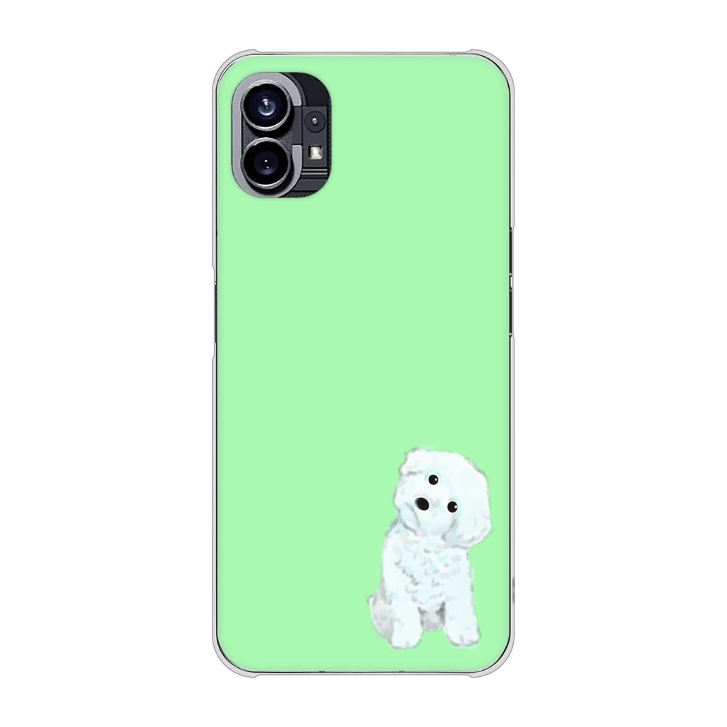 Nothing Phone(1) 高画質仕上げ 背面印刷 ハードケース【YJ071 トイプードルホワイト（グリーン）】