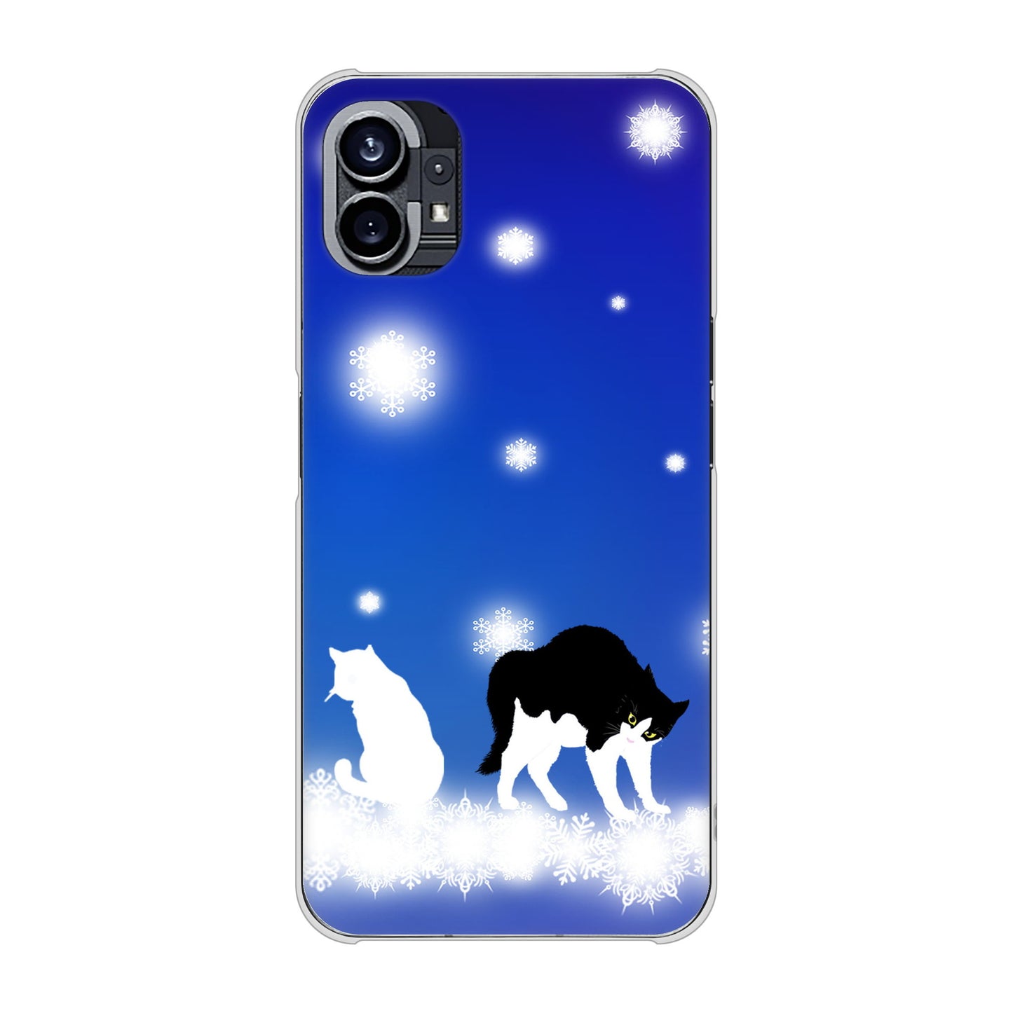 Nothing Phone(1) 高画質仕上げ 背面印刷 ハードケース【YJ335 雪の結晶 はちわれ】