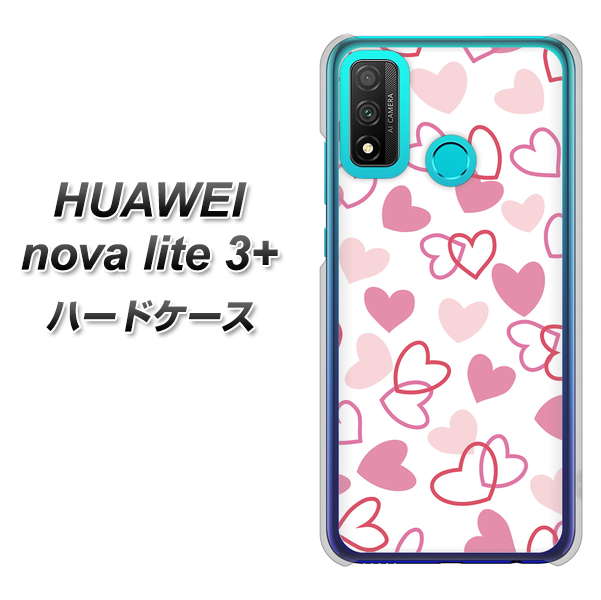 HUAWEI（ファーウェイ） nova lite 3プラス POT-LX2J 高画質仕上げ 背面印刷 ハードケース【VA929 ハートがいっぱい ピンク】