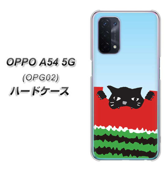 au オッポ A54 5G OPG02 高画質仕上げ 背面印刷 ハードケース【IA815 すいかをかじるネコ(大)】