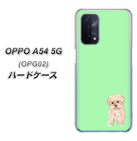 au オッポ A54 5G OPG02 高画質仕上げ 背面印刷 ハードケース【YJ063 トイプードルアプリコット（グリーン）】