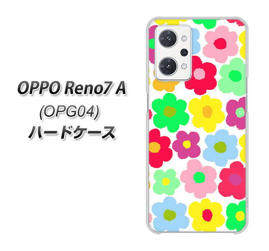 OPPO Reno7 A OPG04 au 高画質仕上げ 背面印刷 ハードケース【758 ルーズフラワーカラフル】