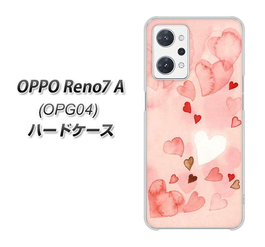 OPPO Reno7 A OPG04 au 高画質仕上げ 背面印刷 ハードケース【1125 ハートの和紙】