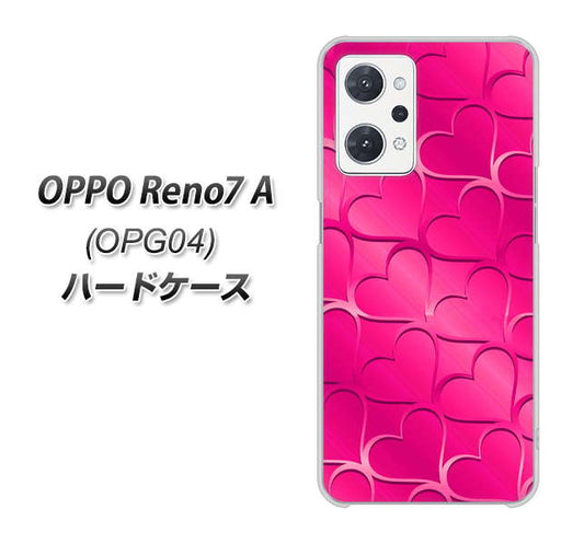 OPPO Reno7 A OPG04 au 高画質仕上げ 背面印刷 ハードケース【1347 かくれハート（ショッキングピンク）】