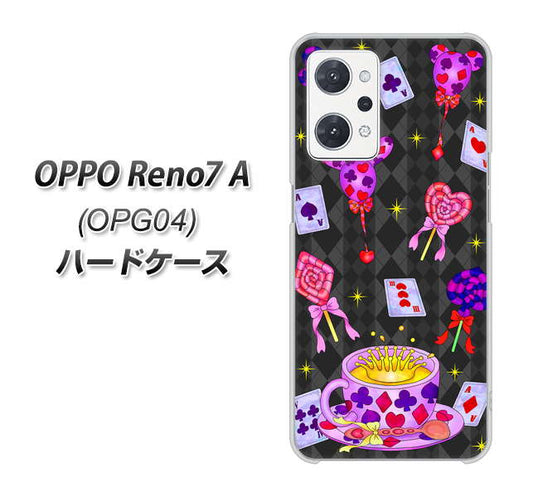 OPPO Reno7 A OPG04 au 高画質仕上げ 背面印刷 ハードケース【AG818 トランプティー（黒）】