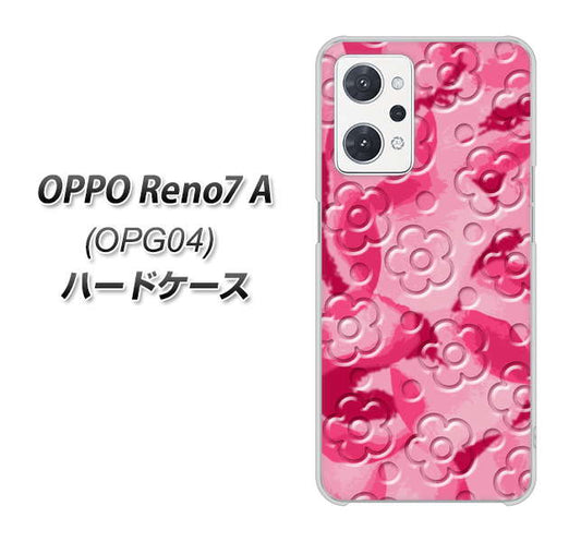 OPPO Reno7 A OPG04 au 高画質仕上げ 背面印刷 ハードケース【SC847 フラワーヴェルニ花濃いピンク（ローズアンディアン）】