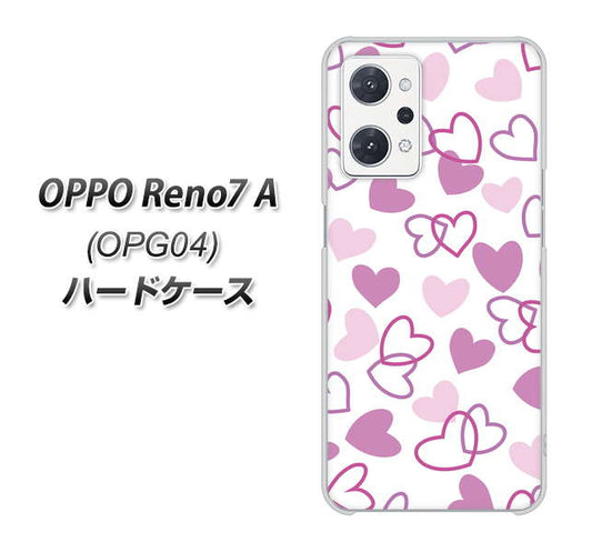 OPPO Reno7 A OPG04 au 高画質仕上げ 背面印刷 ハードケース【VA928 ハートがいっぱい パープル】