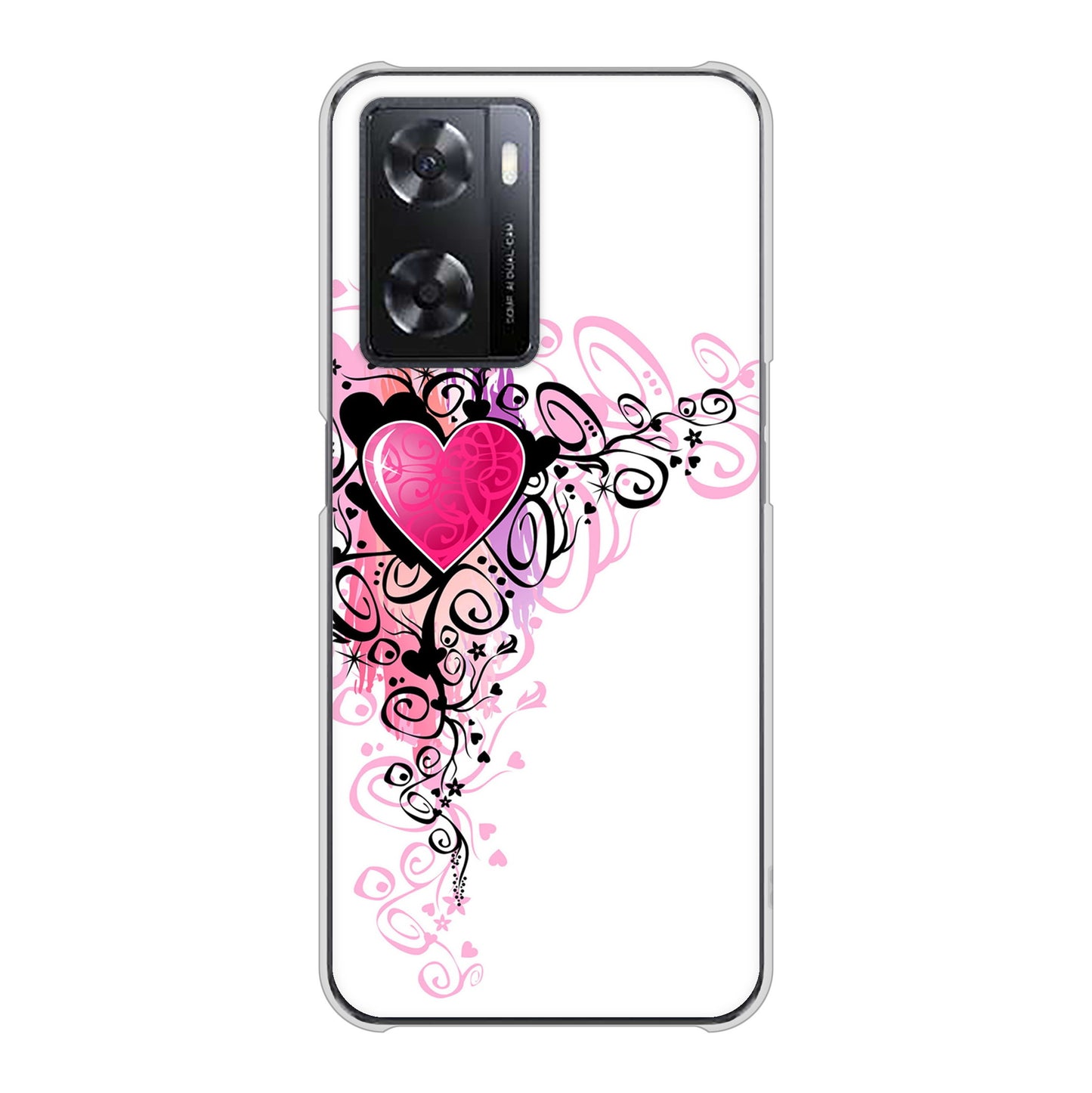 OPPO A77 高画質仕上げ 背面印刷 ハードケース【007 スタイリッシュハート】