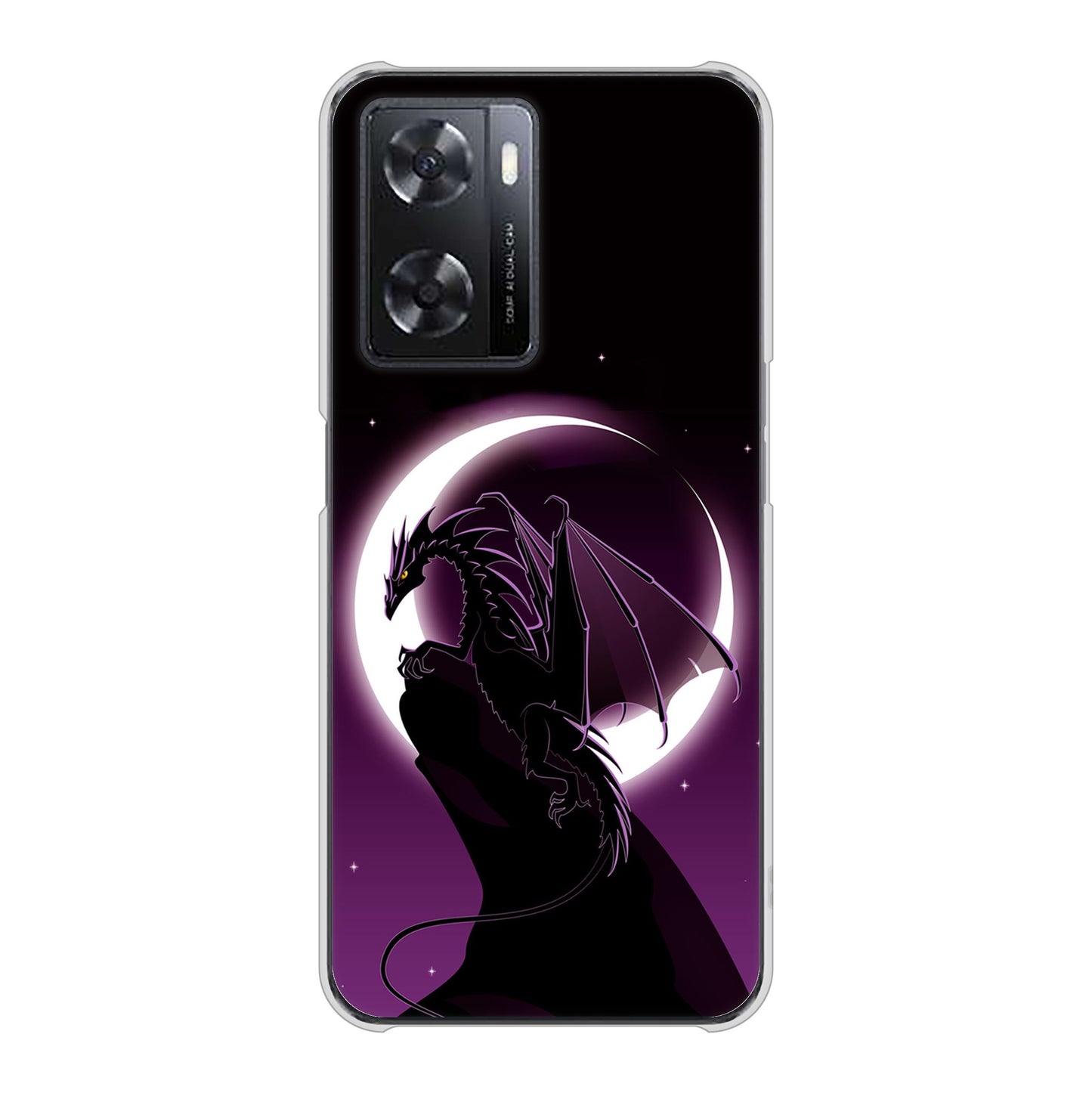 OPPO A77 高画質仕上げ 背面印刷 ハードケース【037 三日月とドラゴン】