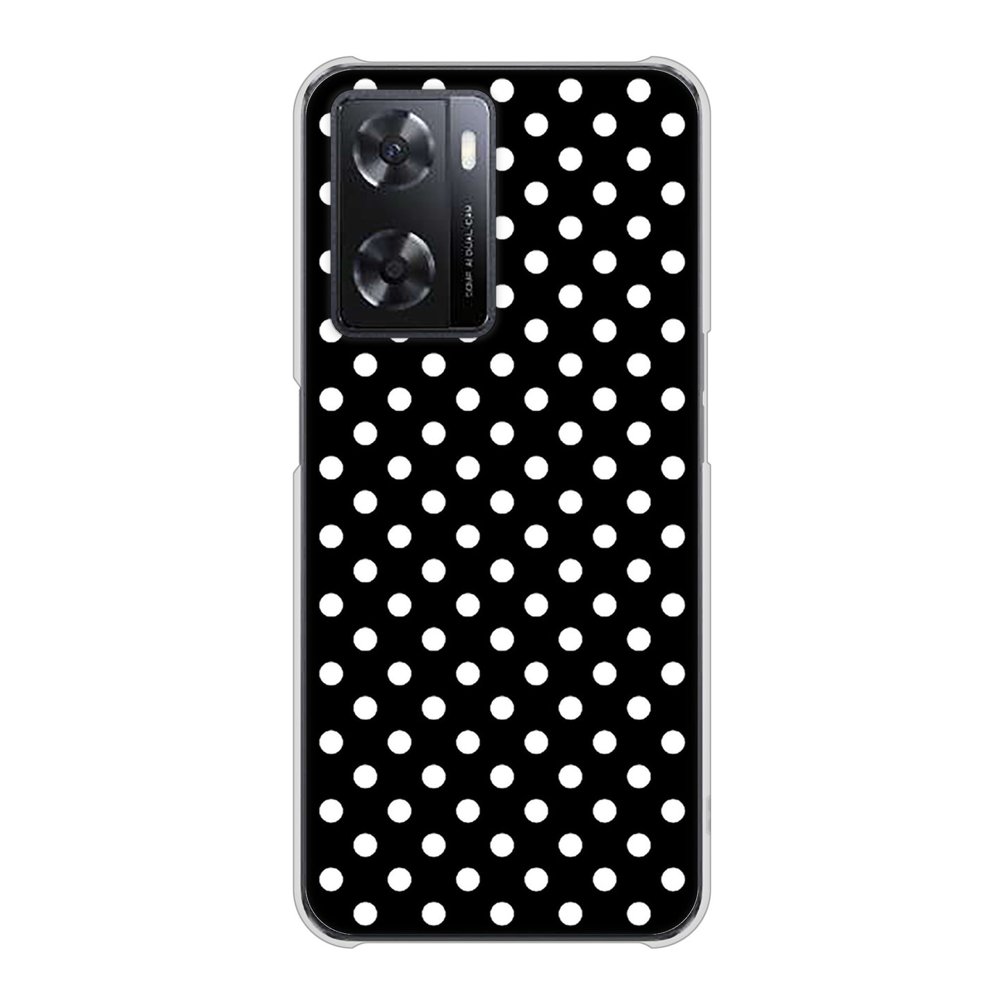 OPPO A77 高画質仕上げ 背面印刷 ハードケース【059 シンプル柄（水玉） ブラック】