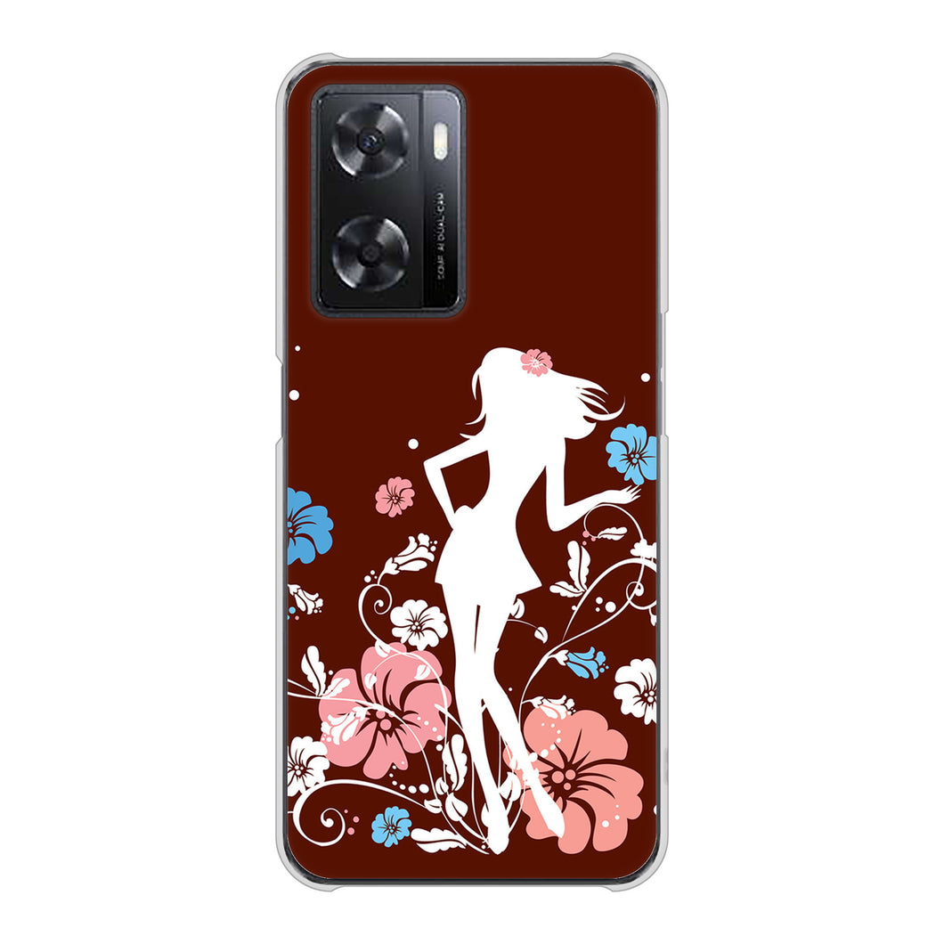 OPPO A77 高画質仕上げ 背面印刷 ハードケース【110 ハイビスカスと少女】