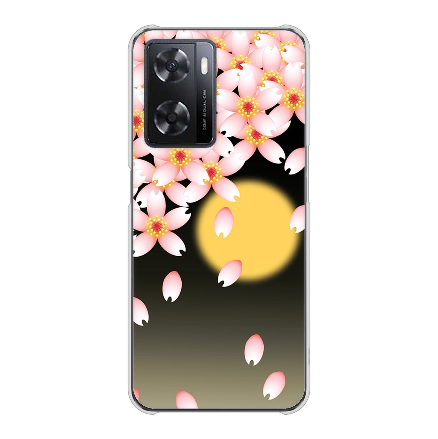 OPPO A77 高画質仕上げ 背面印刷 ハードケース【136 満月と夜桜】