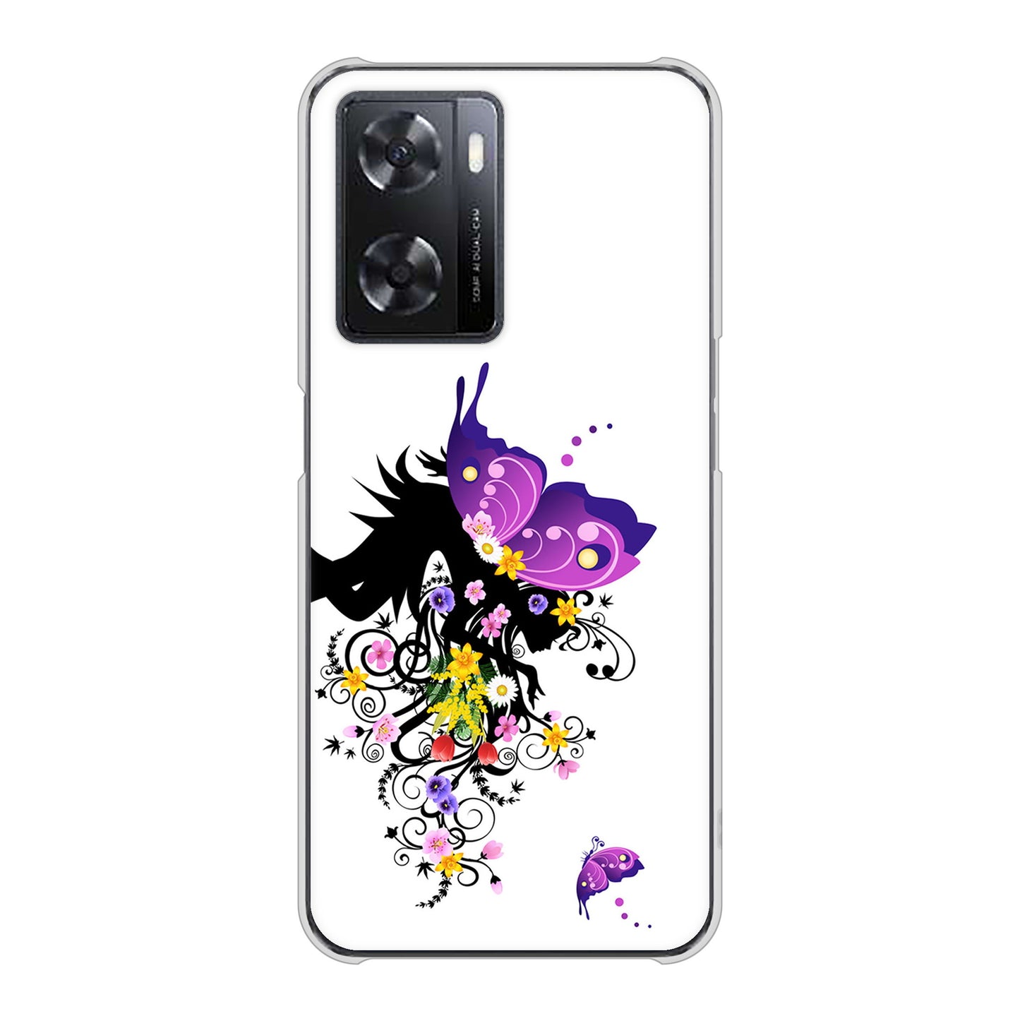 OPPO A77 高画質仕上げ 背面印刷 ハードケース【146 蝶の精と春の花】