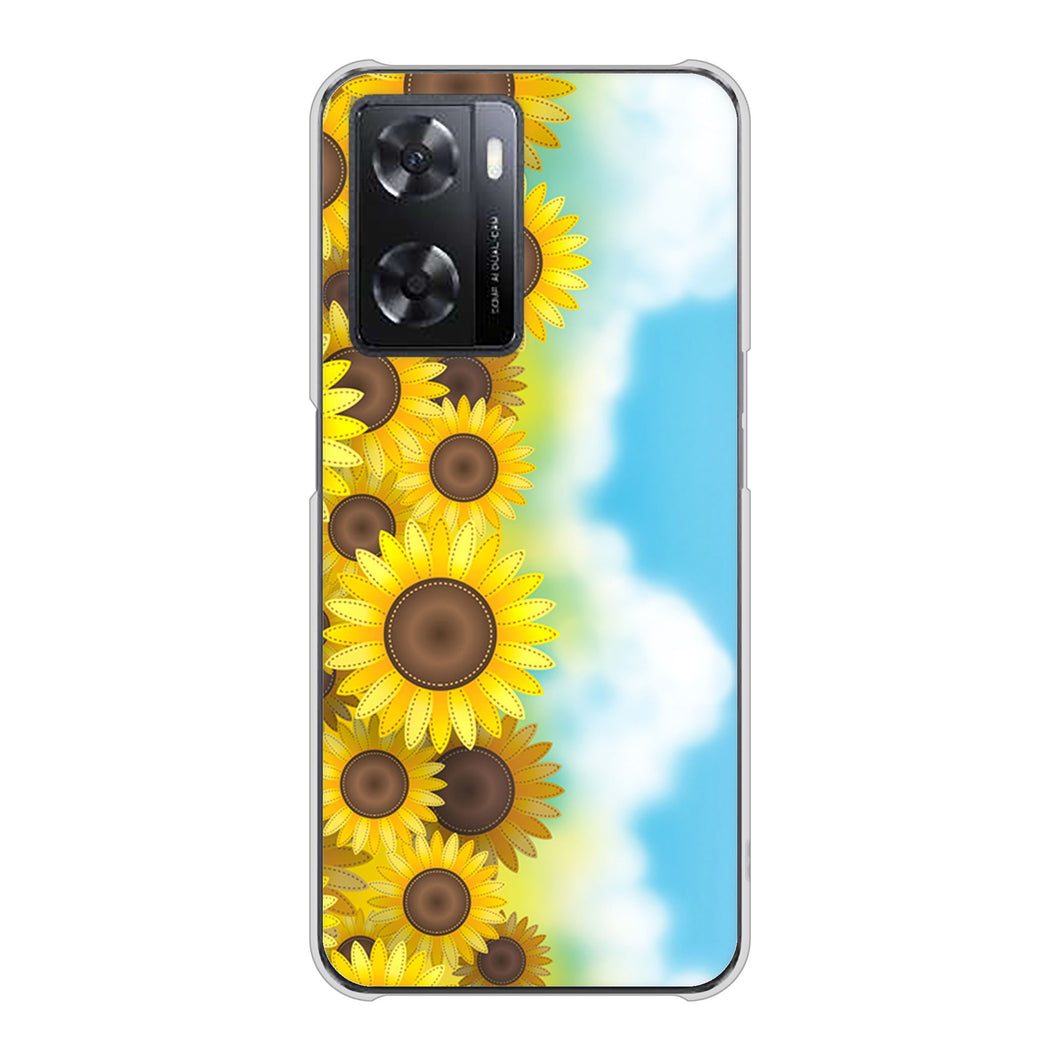 OPPO A77 高画質仕上げ 背面印刷 ハードケース【148 ひまわり畑】
