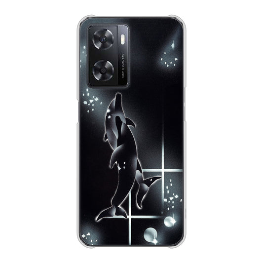 OPPO A77 158 ブラックドルフィン ハードケース 背面印刷
