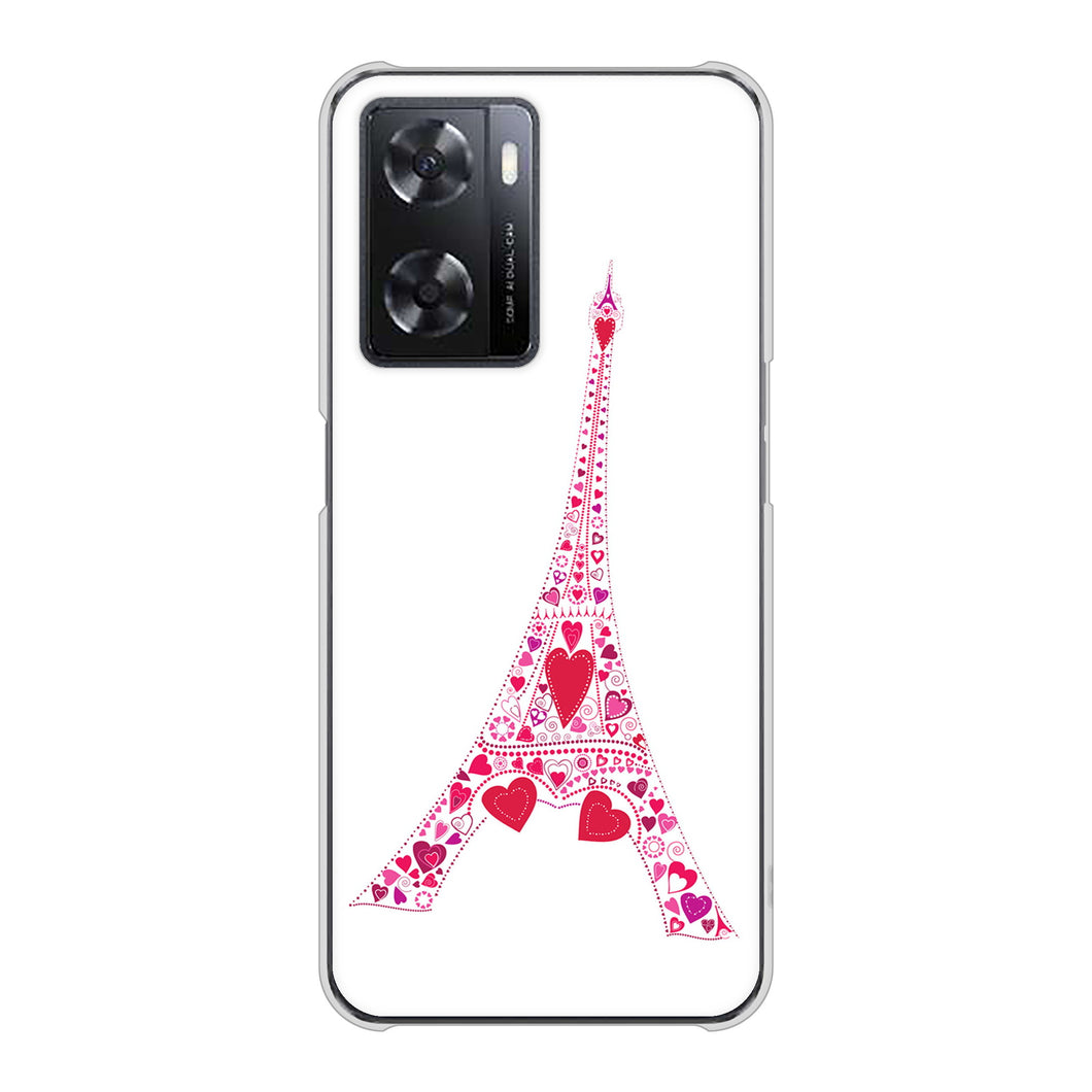OPPO A77 高画質仕上げ 背面印刷 ハードケース【294 ハート色の塔】