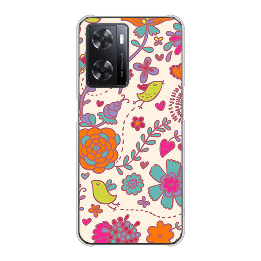 OPPO A77 323 小鳥と花 ハードケース 背面印刷