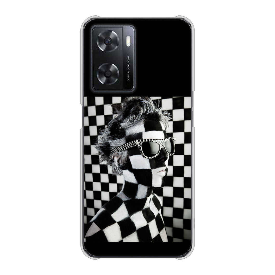 OPPO A77 高画質仕上げ 背面印刷 ハードケース【357 bk&wh】