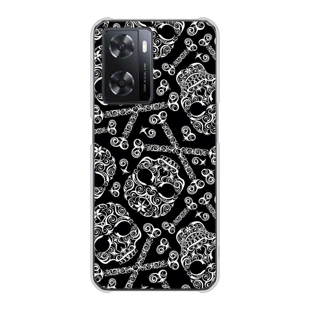 OPPO A77 高画質仕上げ 背面印刷 ハードケース【363 ドクロの刺青】