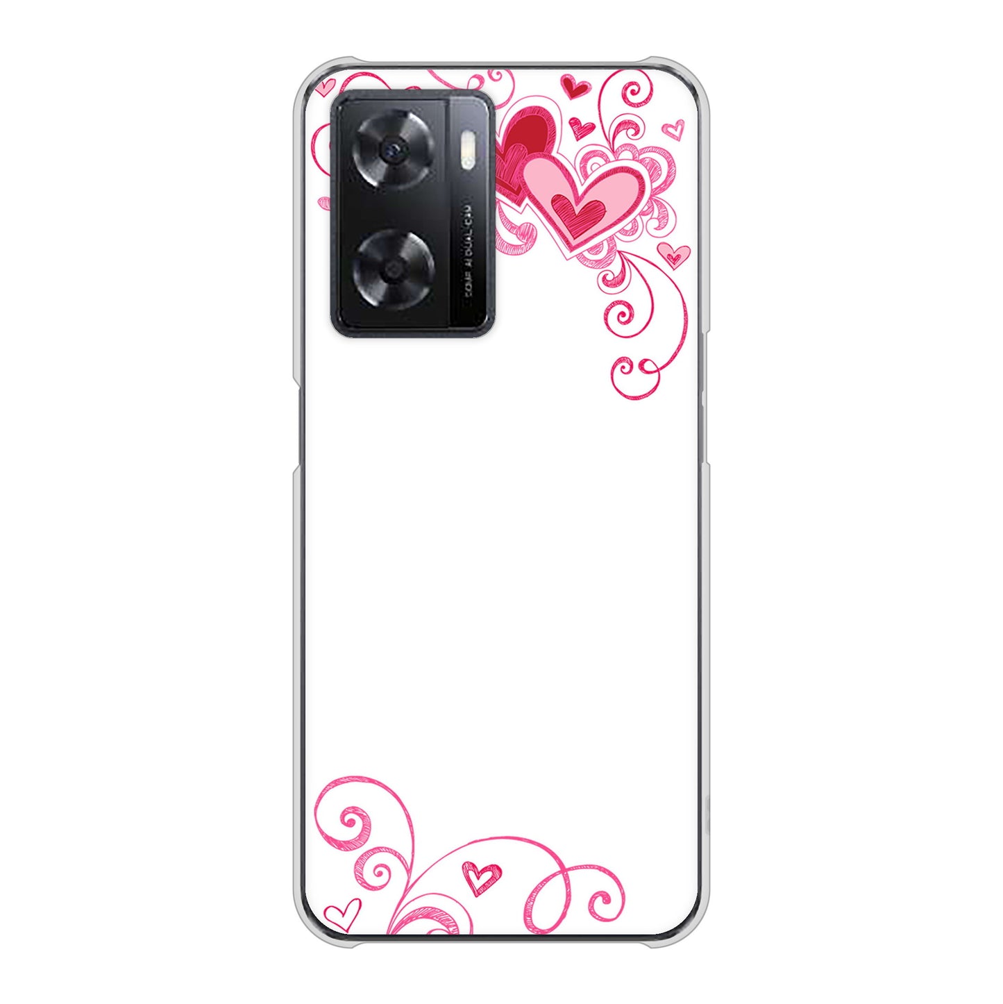 OPPO A77 高画質仕上げ 背面印刷 ハードケース【365 ハートフレーム】