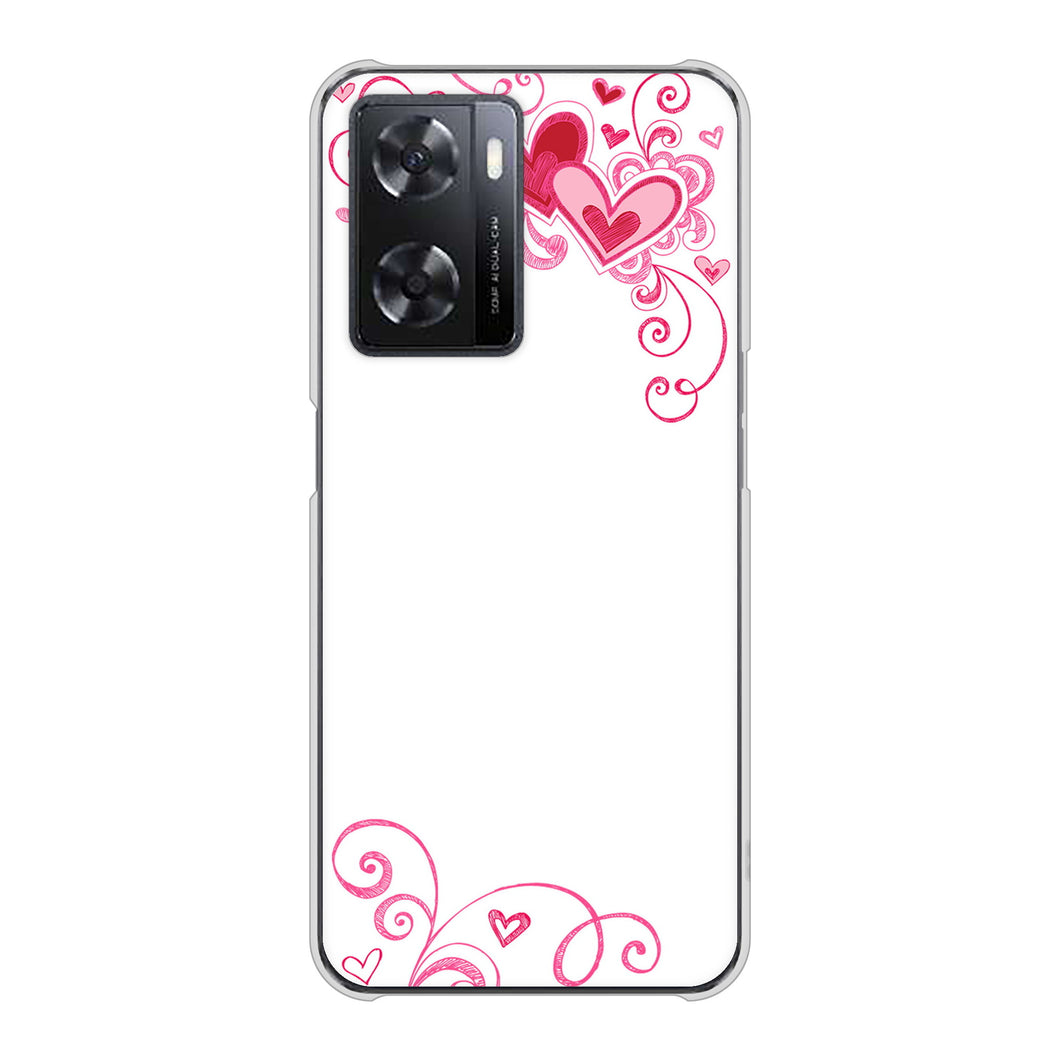 OPPO A77 高画質仕上げ 背面印刷 ハードケース【365 ハートフレーム】