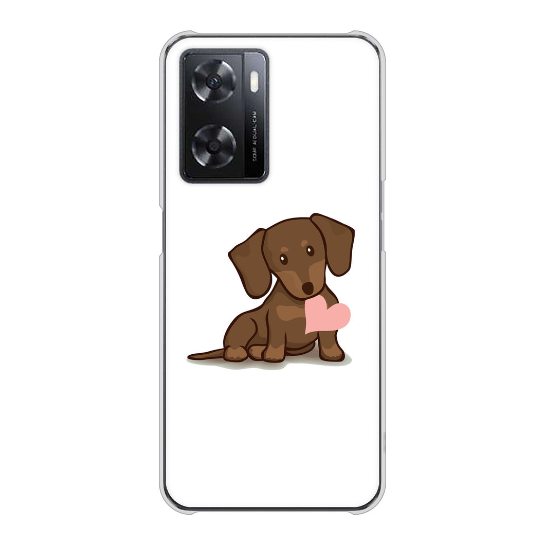 OPPO A77 高画質仕上げ 背面印刷 ハードケース【394 I love ダックス】