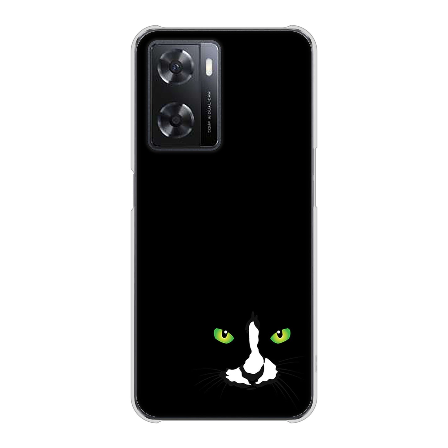 OPPO A77 高画質仕上げ 背面印刷 ハードケース【398 黒ネコ】