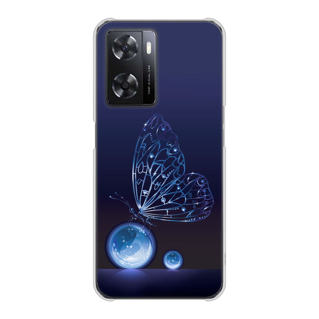 OPPO A77 高画質仕上げ 背面印刷 ハードケース【418 神秘の蝶】