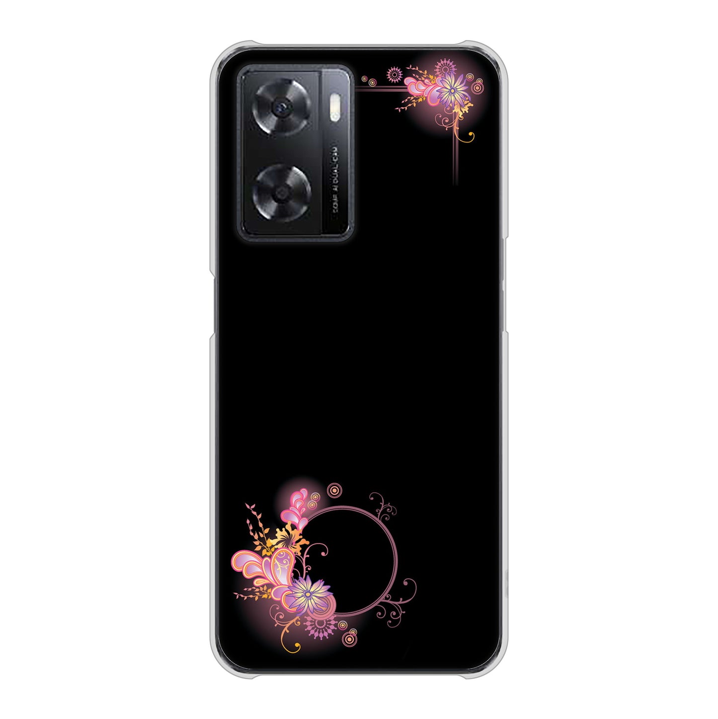 OPPO A77 高画質仕上げ 背面印刷 ハードケース【437 華のフレーム】