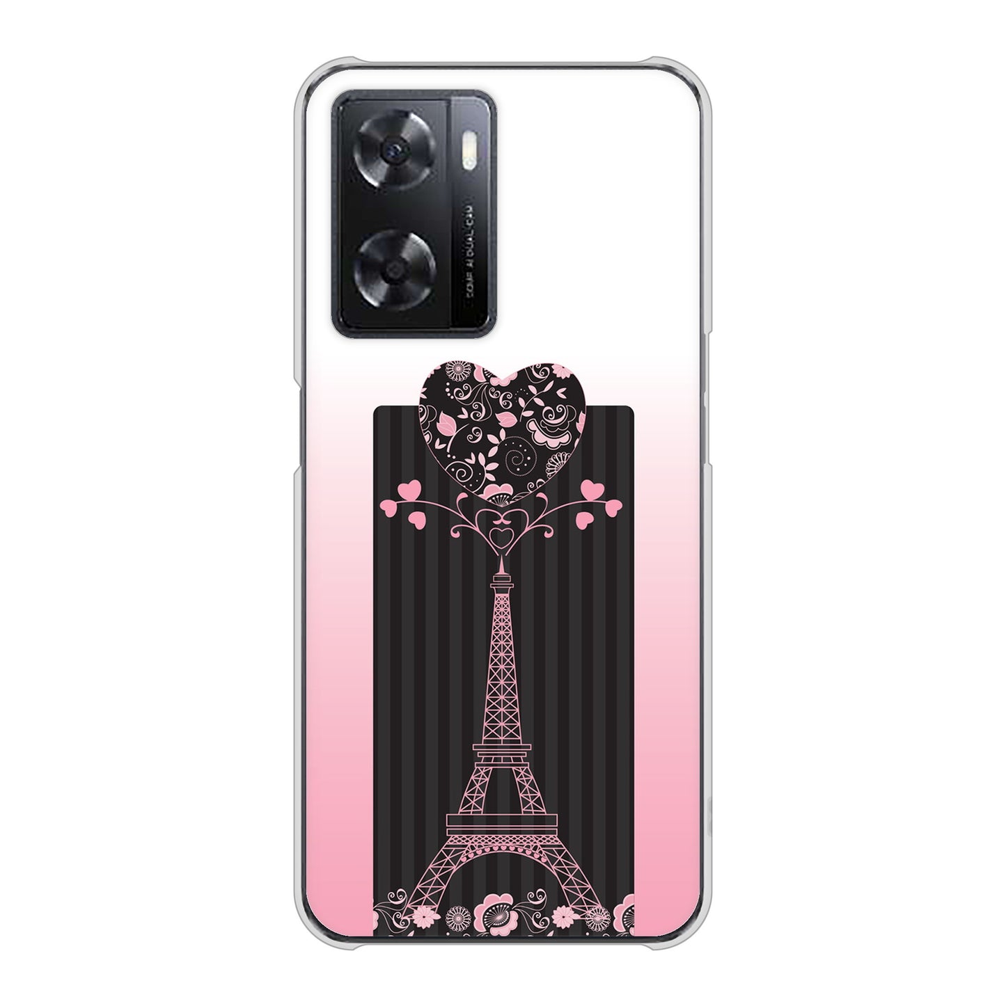 OPPO A77 高画質仕上げ 背面印刷 ハードケース【469 ピンクのエッフェル塔】
