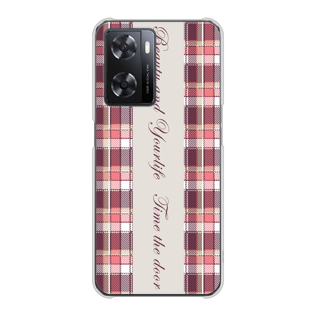 OPPO A77 高画質仕上げ 背面印刷 ハードケース【518 チェック柄besuty】