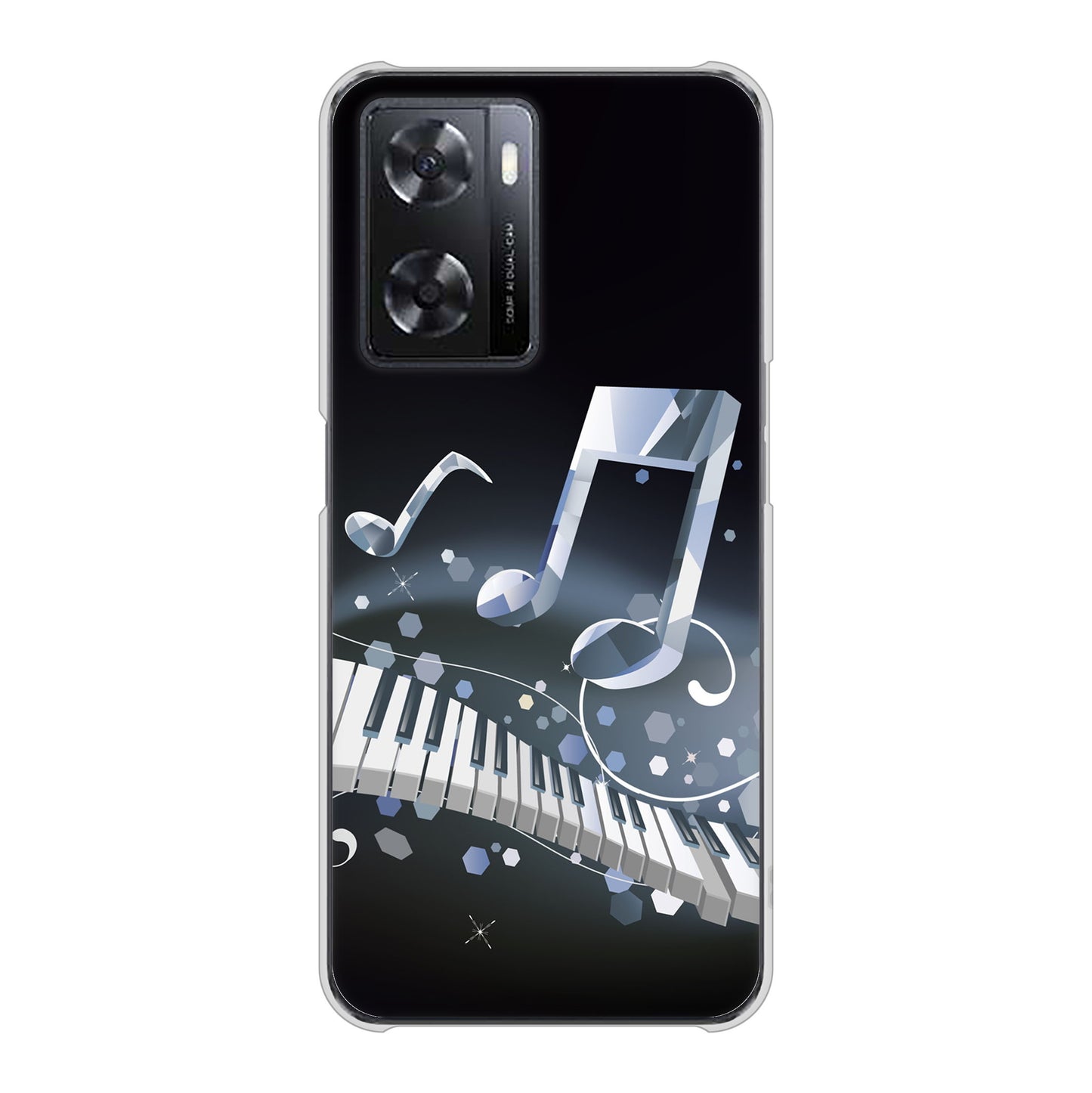 OPPO A77 高画質仕上げ 背面印刷 ハードケース【575 鍵盤に踊る音】