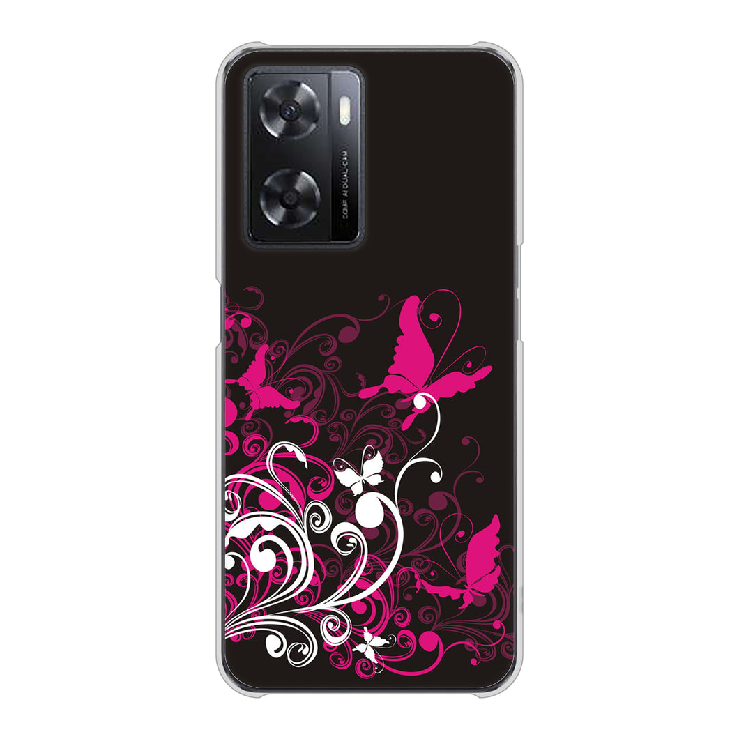 OPPO A77 高画質仕上げ 背面印刷 ハードケース【585 闇に舞う蝶】