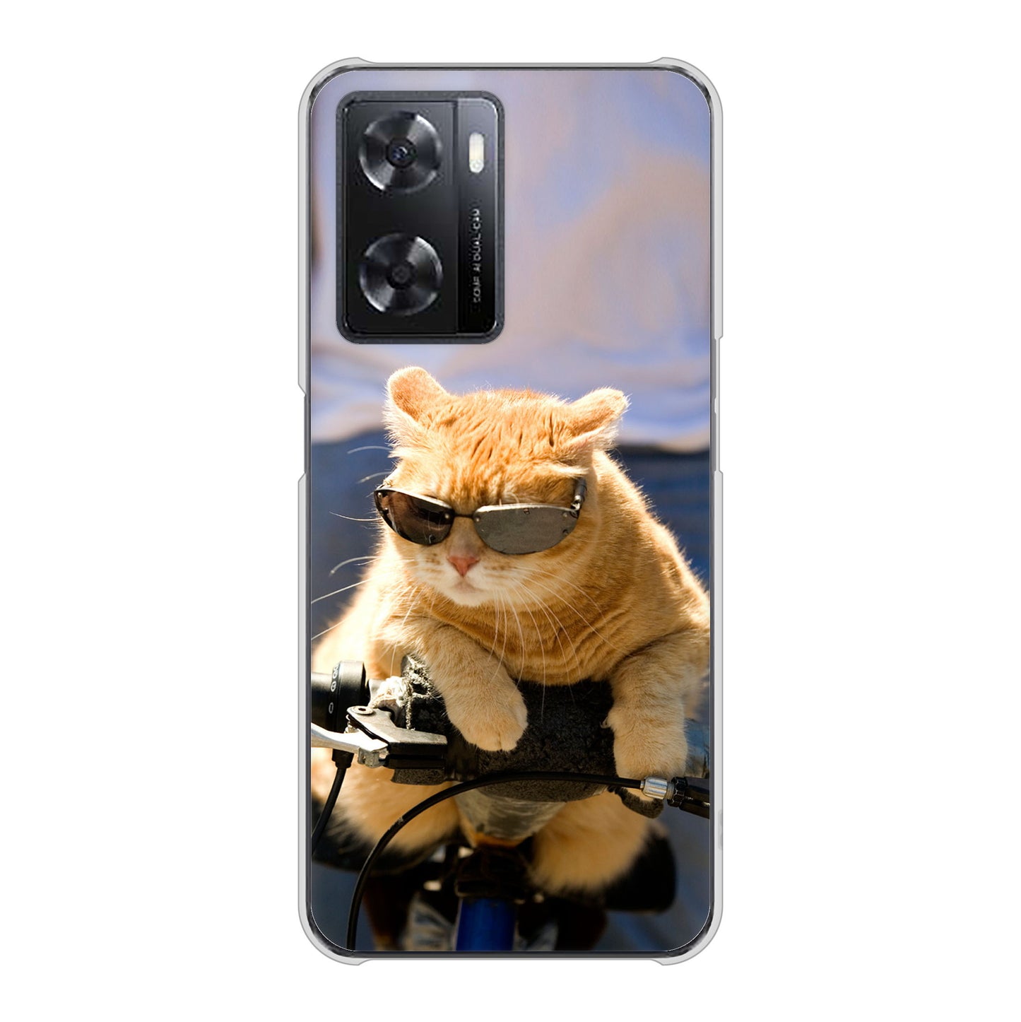 OPPO A77 高画質仕上げ 背面印刷 ハードケース【595 にゃんとサイクル】