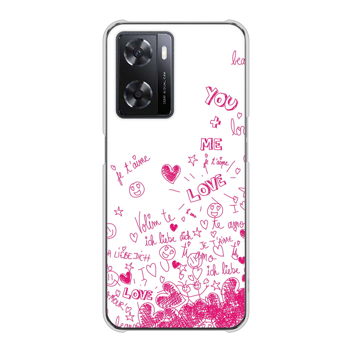 OPPO A77 高画質仕上げ 背面印刷 ハードケース【631 恋の落書き】