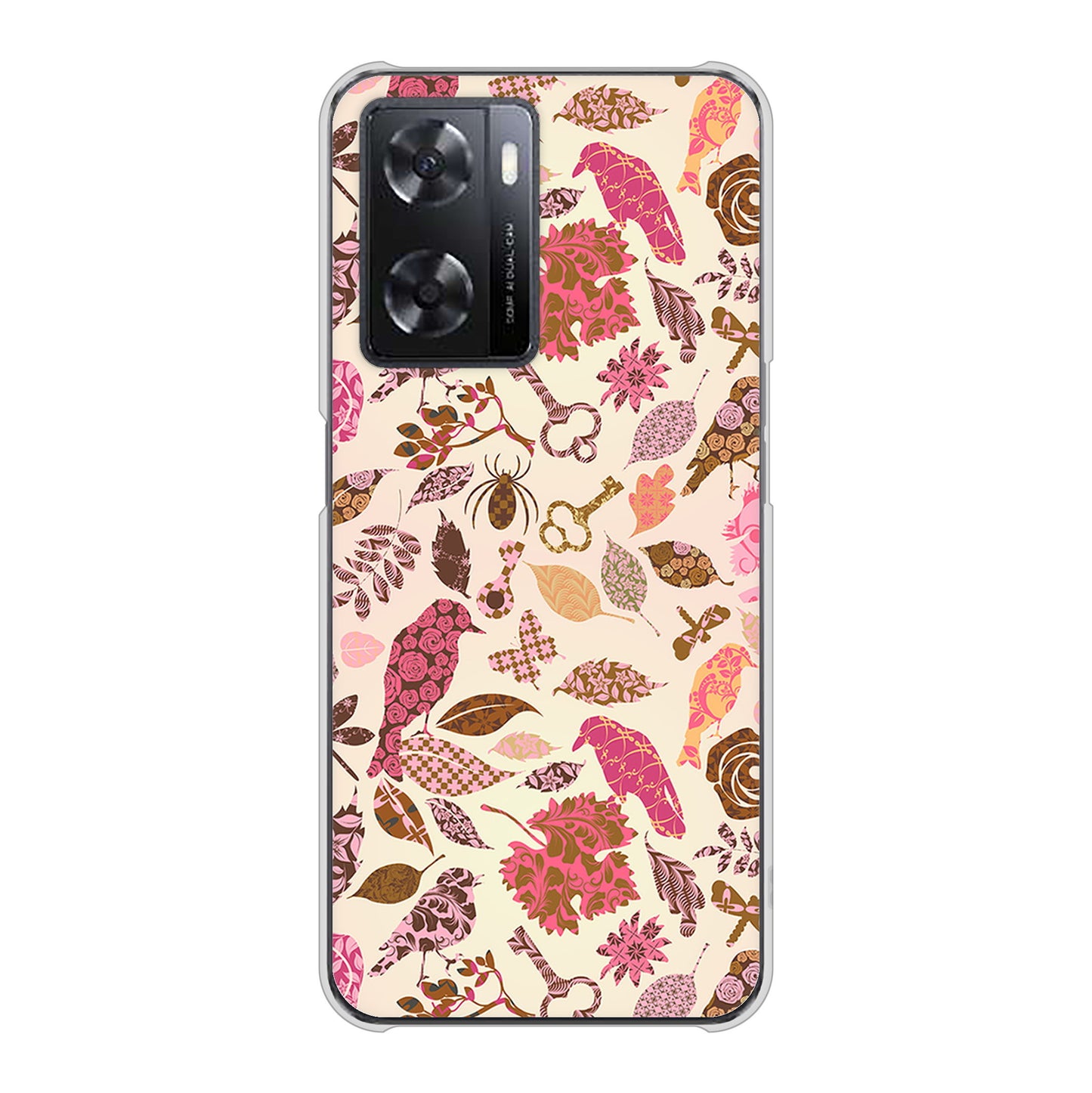 OPPO A77 高画質仕上げ 背面印刷 ハードケース【640 おしゃれな小鳥】