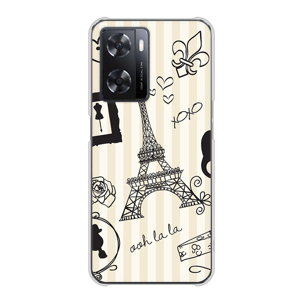 OPPO A77 高画質仕上げ 背面印刷 ハードケース【694 パリの絵】