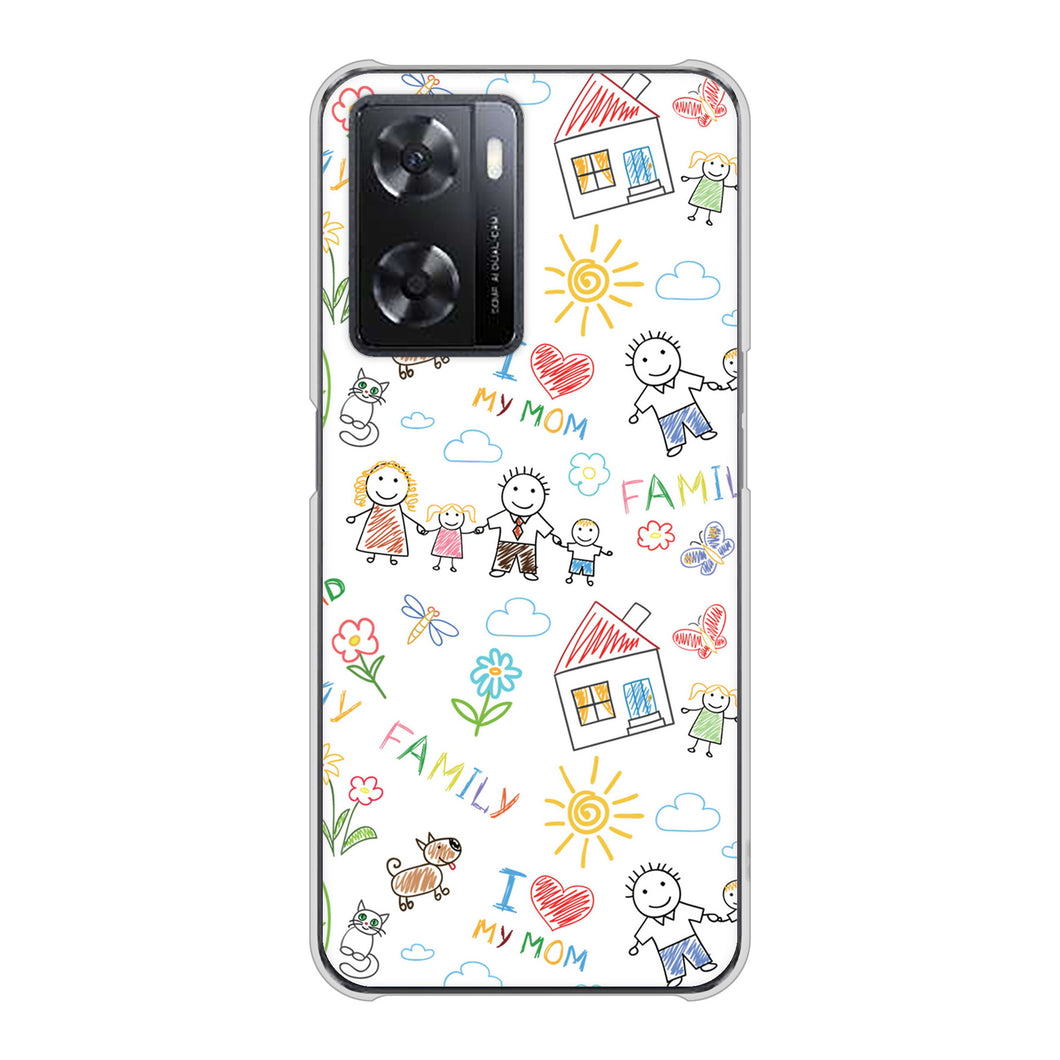 OPPO A77 高画質仕上げ 背面印刷 ハードケース【709 ファミリー】