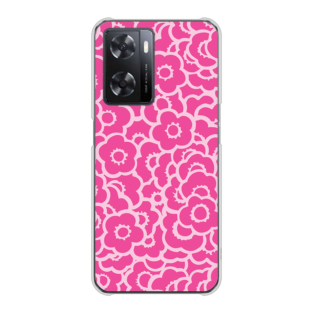 OPPO A77 高画質仕上げ 背面印刷 ハードケース【716 ピンクフラワー】