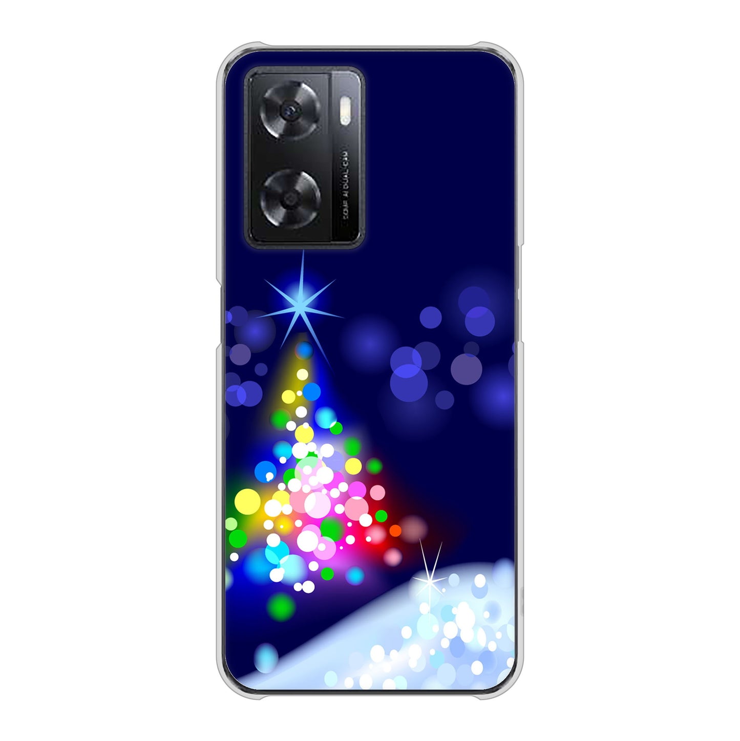 OPPO A77 高画質仕上げ 背面印刷 ハードケース【720 白銀のクリスマスツリー】