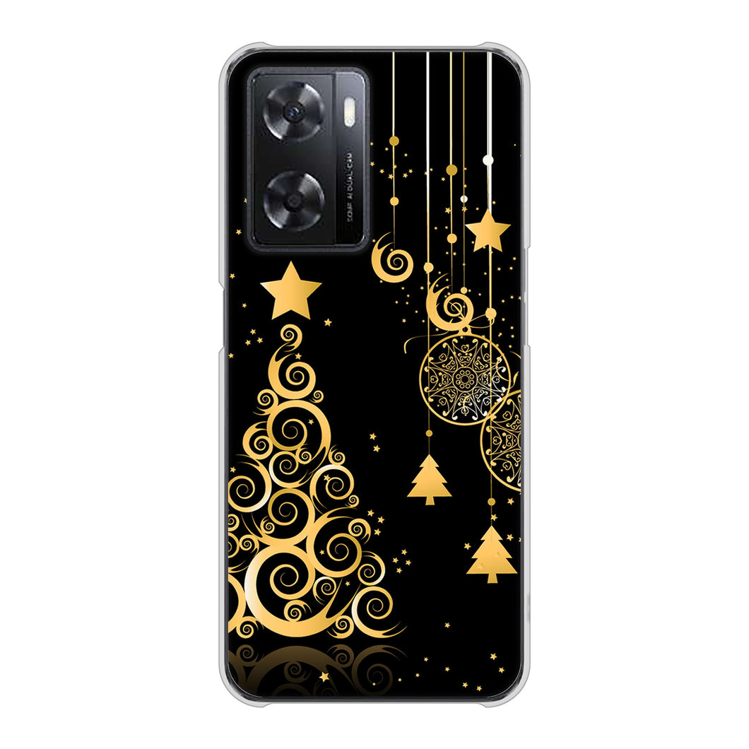 OPPO A77 高画質仕上げ 背面印刷 ハードケース【721 その他のカラークリスマスツリー】