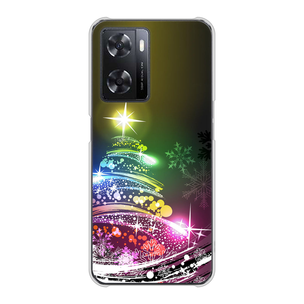 OPPO A77 高画質仕上げ 背面印刷 ハードケース【722 レインボークリスマス】